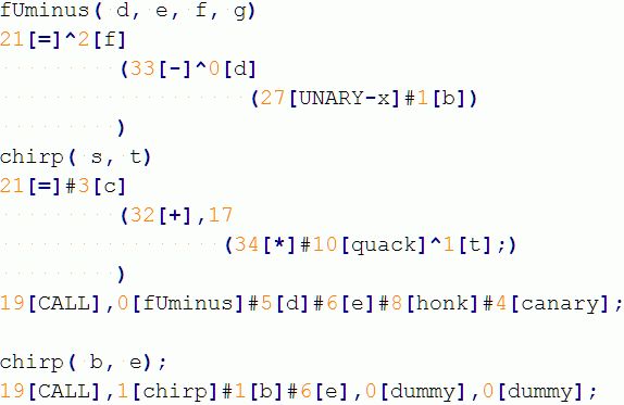 chirp() calls fUminus()
